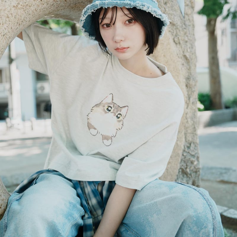 GENTLE CAT TEE（fuwaNeko） - ブルー | harapeco Store