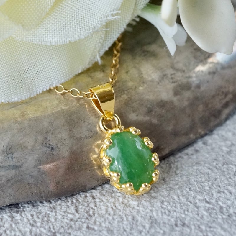 Handmade】翡翠（ヒスイ・ジェード）ペンダントトップ 18kゴールド