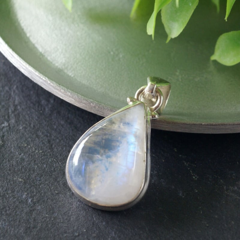 インド ビハール産レインボームーンストーン シルバー925 35㎜×17