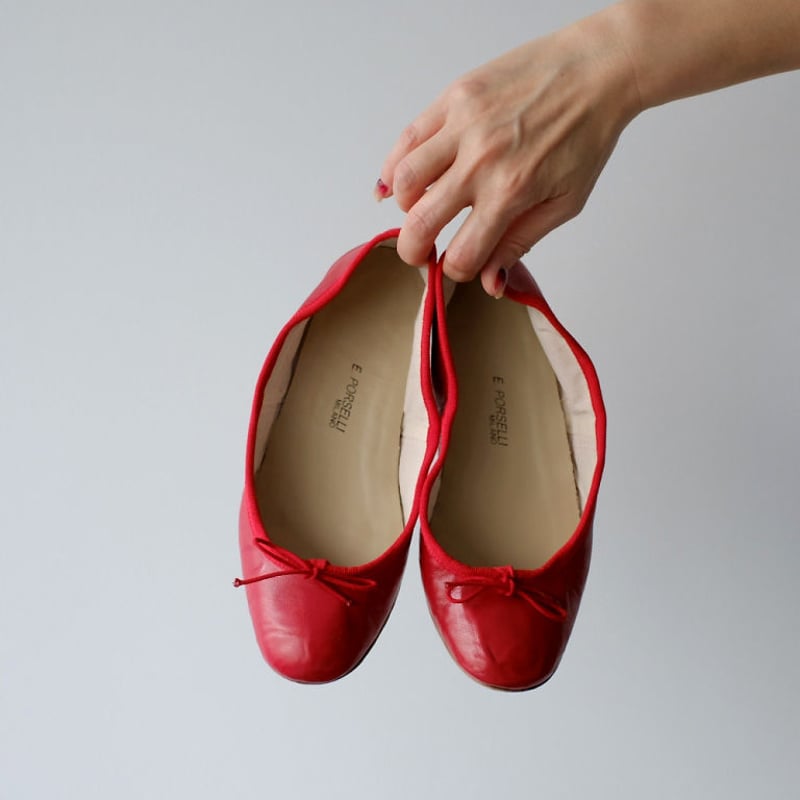 Porselli ポルセリ バレエシューズ レッド ハンドメイド 国内正規品