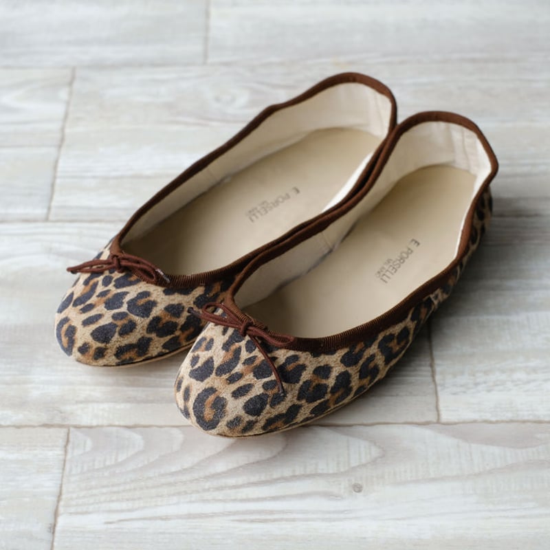 porselli ポルセリ バレエシューズ アニマル×ブラウン ハンドメイド