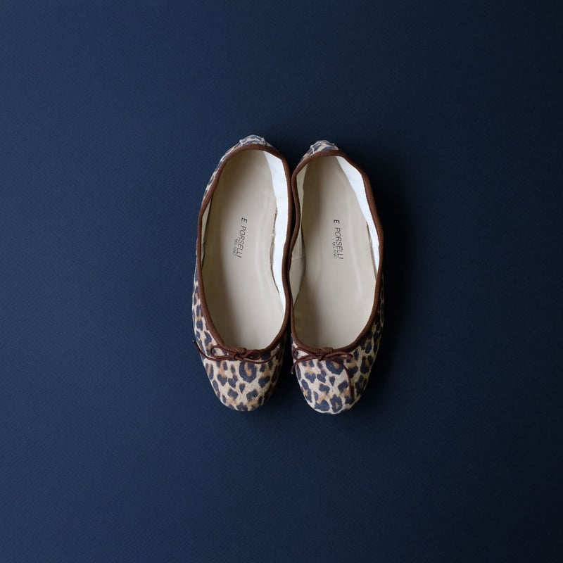 porselli ポルセリ バレエシューズ アニマル×ブラウン ハンドメイド