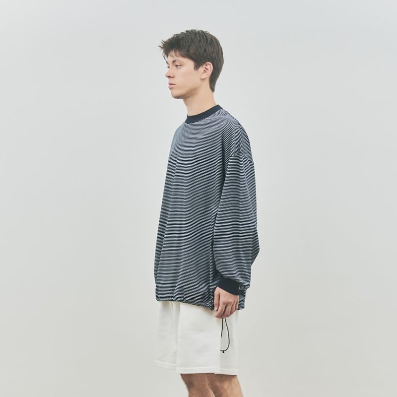 is-ness BALLOON BORDER LONG SLEEVE T-SHIRT | MA