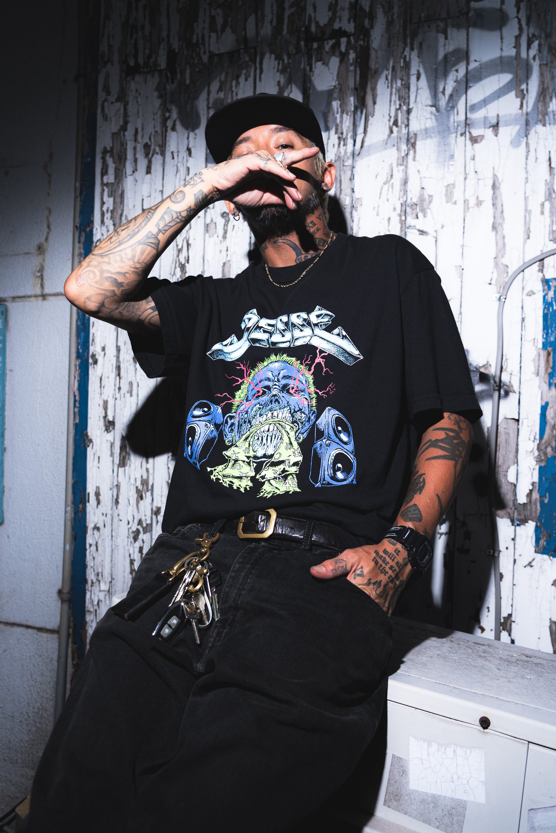 The BONEZクルーネック JESSE 新作 GRY Lサイズ The BONEZクルーネック