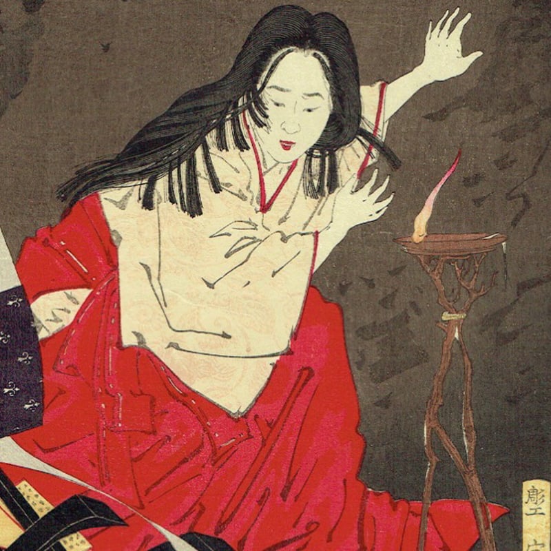 尾形月耕「淵辺義博護良親王を襲う図」明治16年【浮世絵】 | 浮世絵