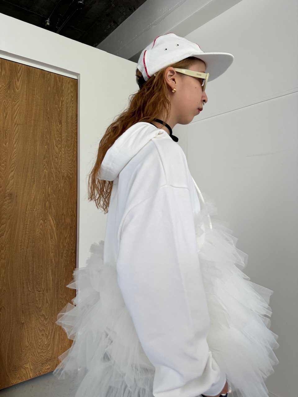 VIVIANO / CS05 Gathered Tulle Hoodie | JURK