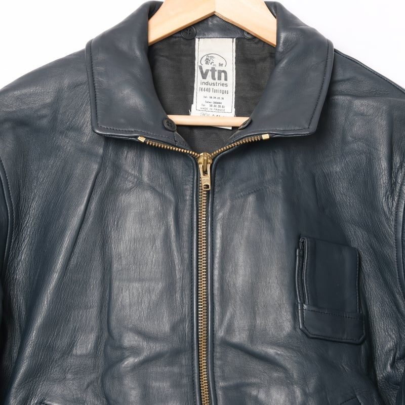70s-80s French Army VTN Pilot Leather Jacket Si