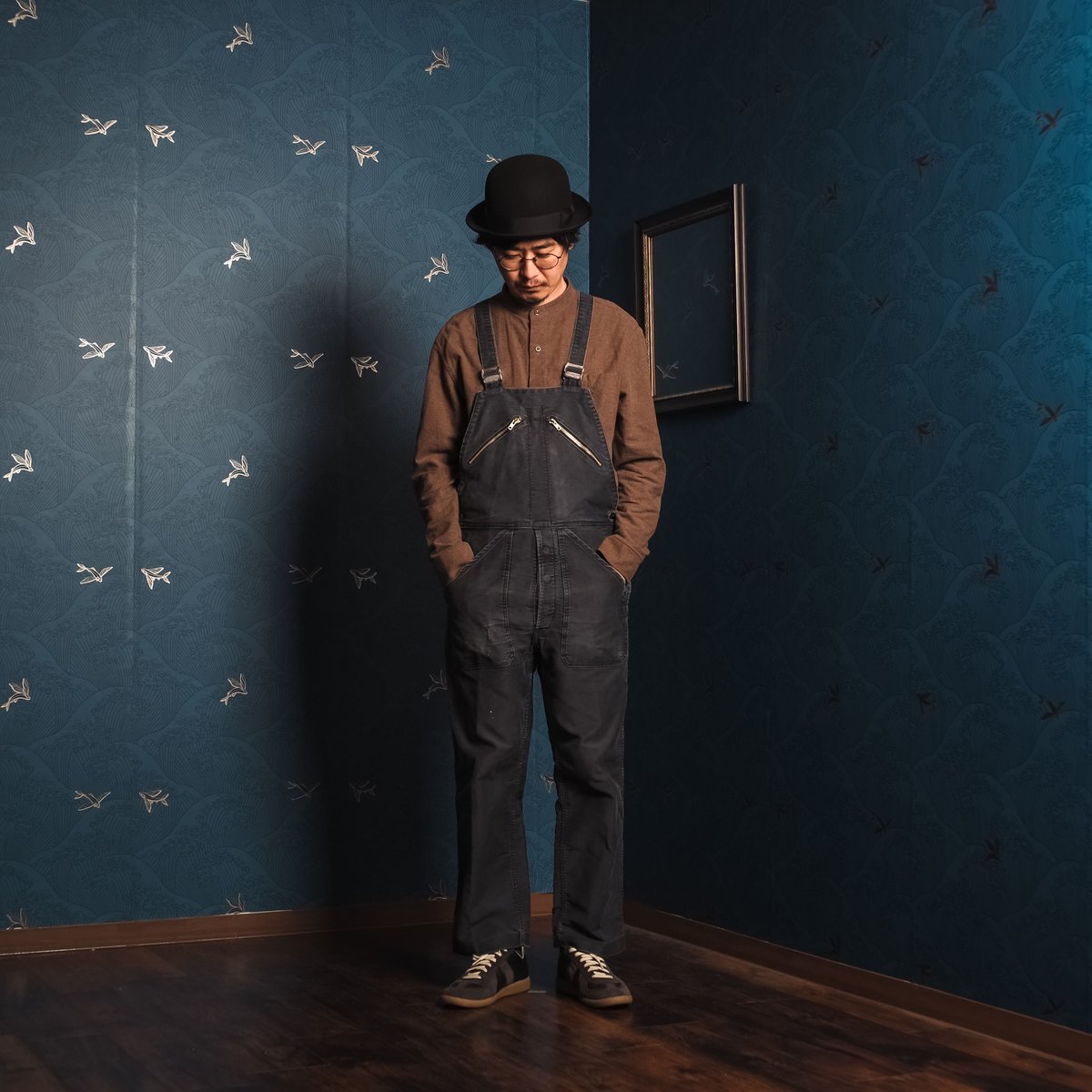 60-70s Adolphe Lafont Black Moleskin Work Over