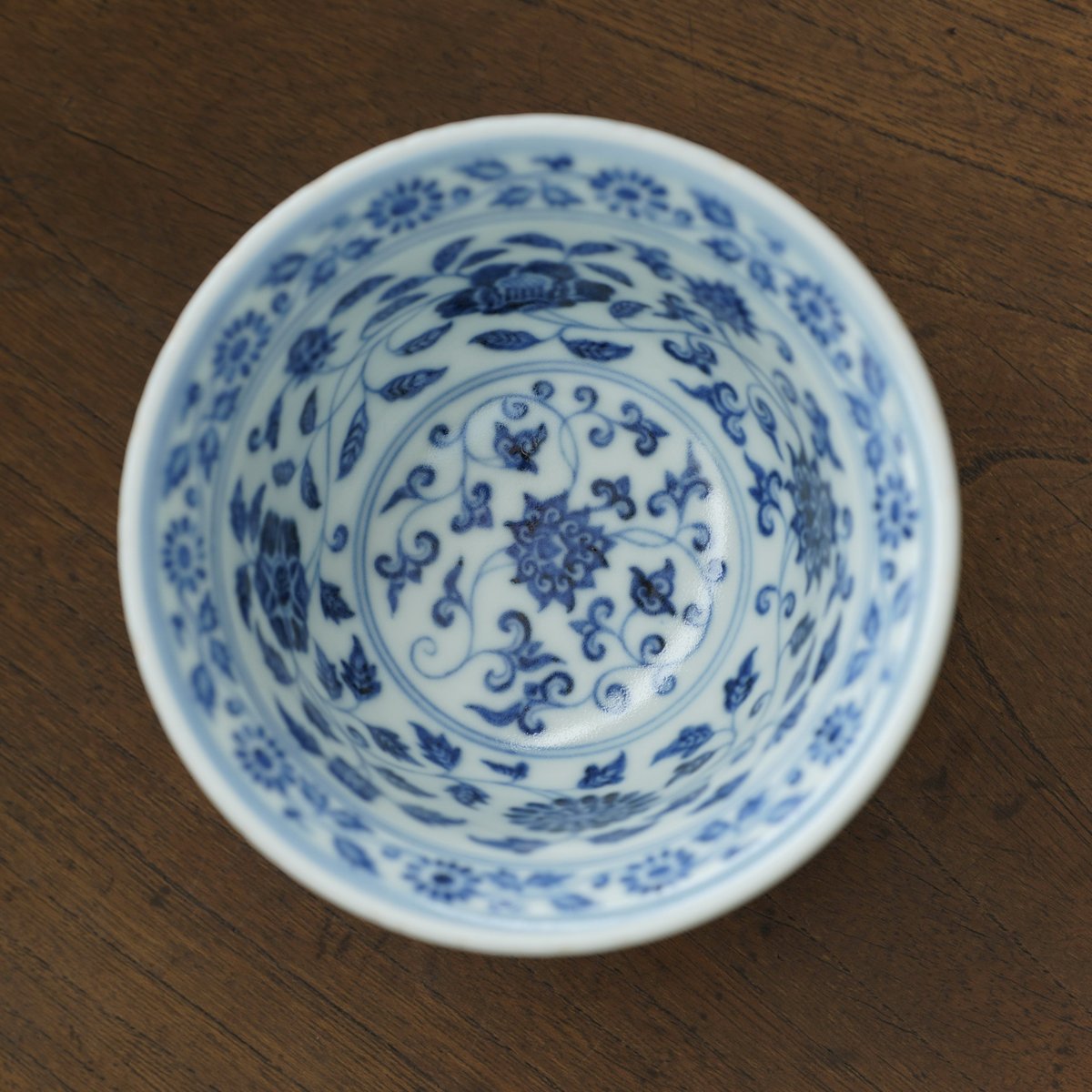 田中 野夫 元時代青花纏枝蓮紋 松竹梅紋三清図高足杯馬上杯酒杯(F-91