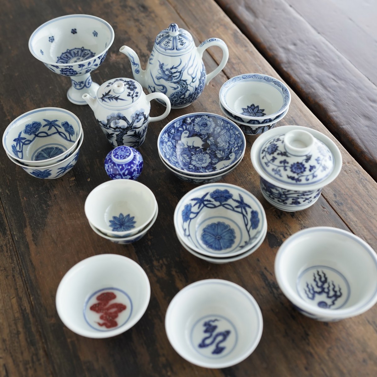 青花双鳳紋蓋碗 PF214 | Looking For 物色