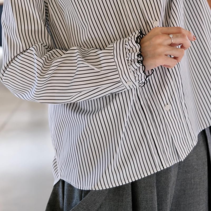 SINME スカラエンブロイダリーシャツ ホワイト×ブラック SS15-22 | geep