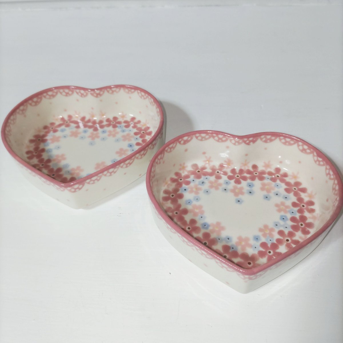 フラワー柄ハート型小皿 | ペウガニエ ツェラミカ by Polish Pottery Japan