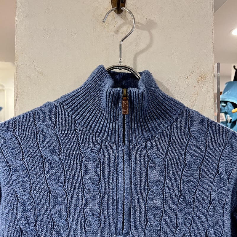 POLO Ralph Lauren ハーフジップケーブルニット ラルフローレン 水色 M