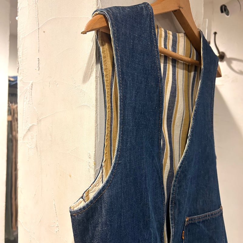 70s Levi's リバーシブルデニムベスト オレンジタブBig E リーバイス