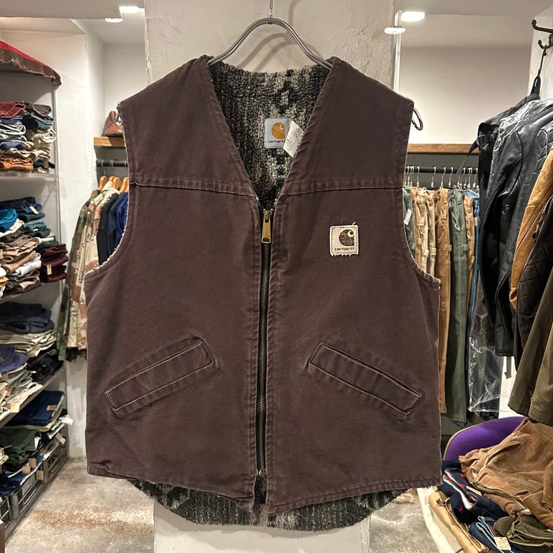 carhartt ダックベスト カーハート ブラウン フェード 雰囲気系 ボア