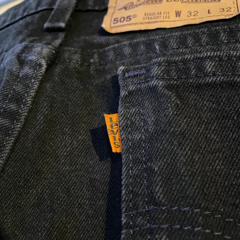 90s Levi's 505 ブラックデニム パンツ 32×32 USA製 オレンジタブ リー