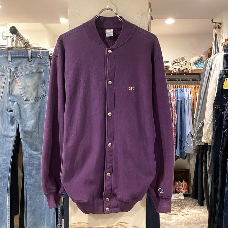 90s Champion スナップカーディガン reverse weave パープル USA製