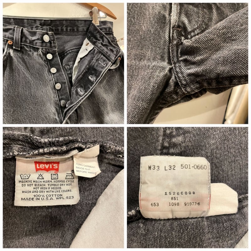 Levi's 501 90年代 後染めブラックデニム ボタン裏653 USA製 1998年 リ