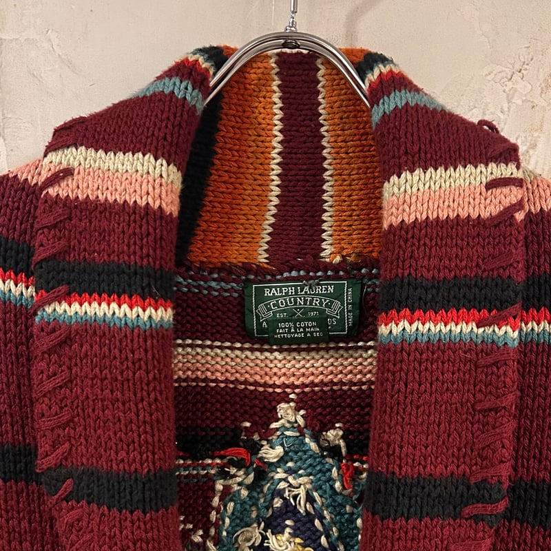 90s COUNTRY RALPH LAUREN ネイティブ柄 ショールカラーガウン カントリ