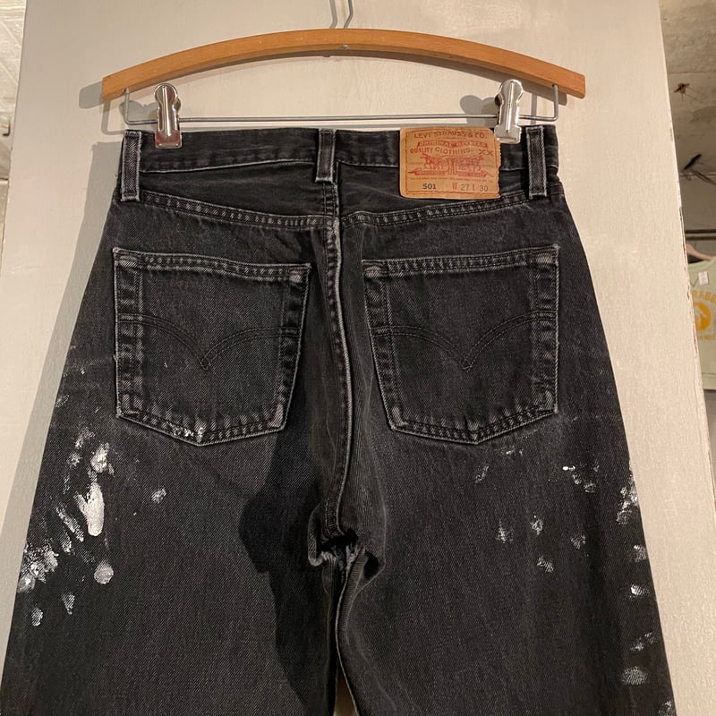 90s Levi's 501 後染めブラックデニム パンツ 27×30 USA製 FOR WO