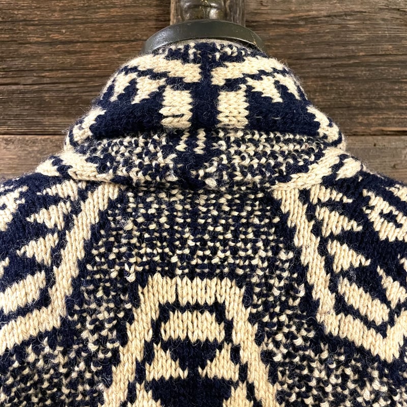 RALPH LAUREN COUNTRY 90s ネイティブ柄 ショールカラー ウールニットガ