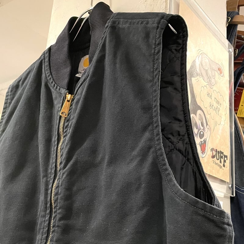 Carhartt ダック地 ベスト ブラック カーハート ダック XL TALLサイズ