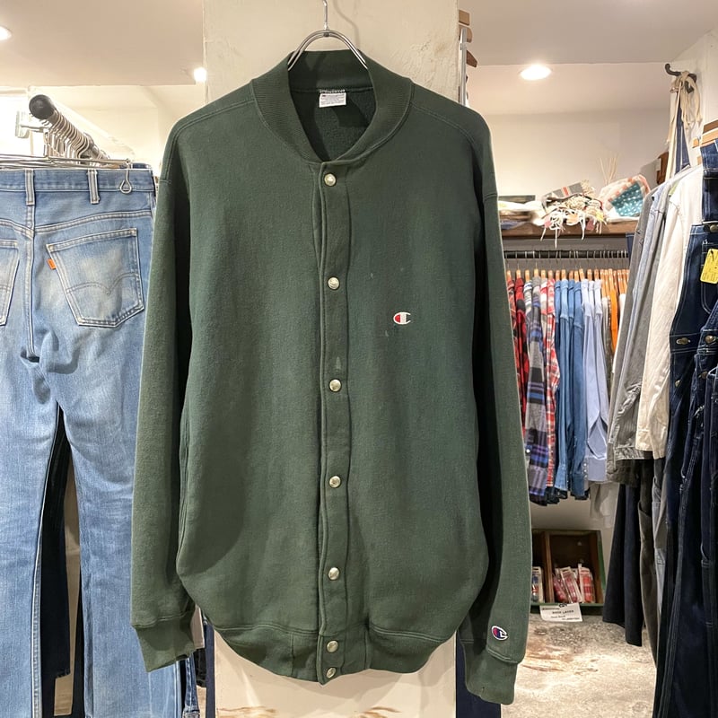 90s Champion スナップカーディガン reverse weave グリーン USA