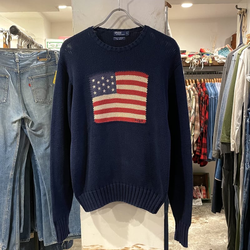 POLO by Ralph Lauren コットンセーター 星条旗柄 ラルフローレン