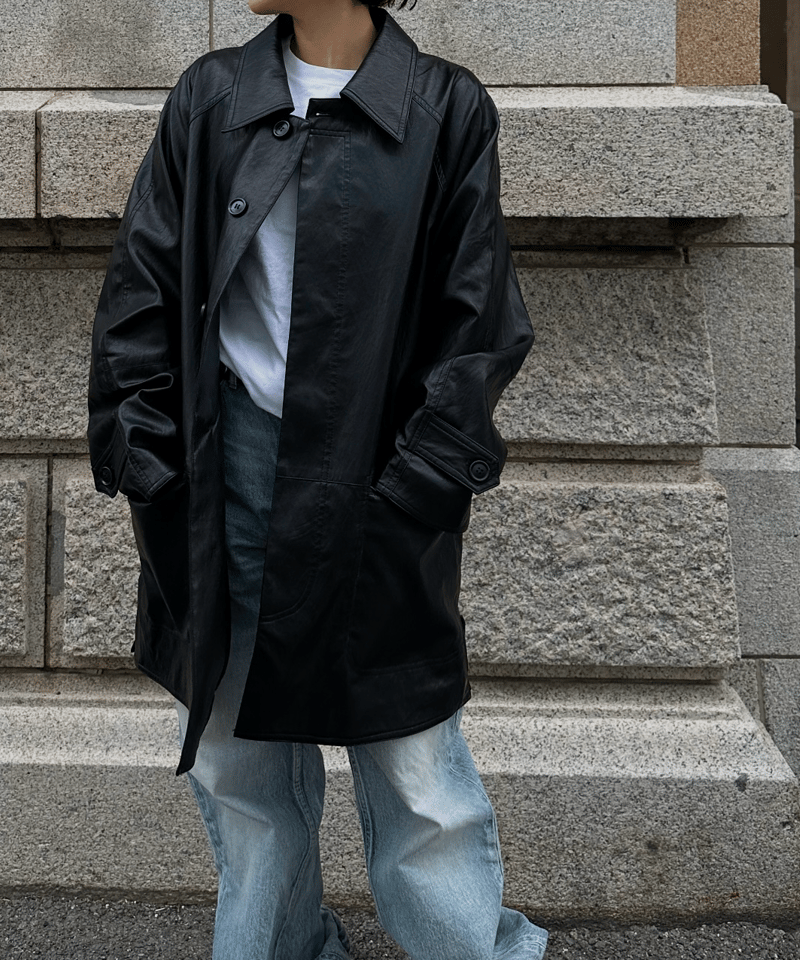 faux leather half coat | ok.soon