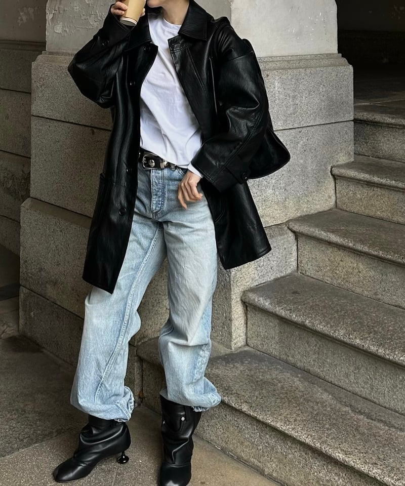 faux leather half coat | ok.soon