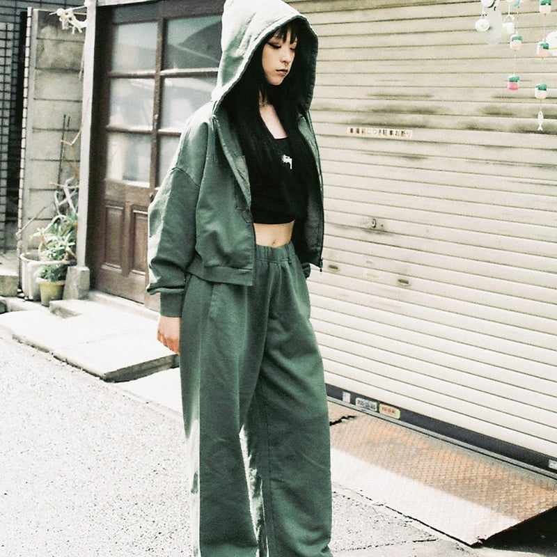 14oz “Home Town” Full ZIP Hoodie_Dusty Green ※受