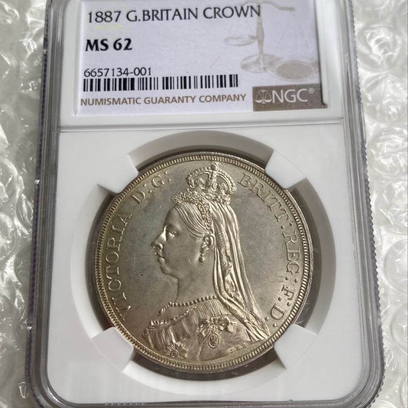 NGC鑑定MS62 ジュビリーヘッド 1887年 クラウン銀貨 ヴィクトリア女王