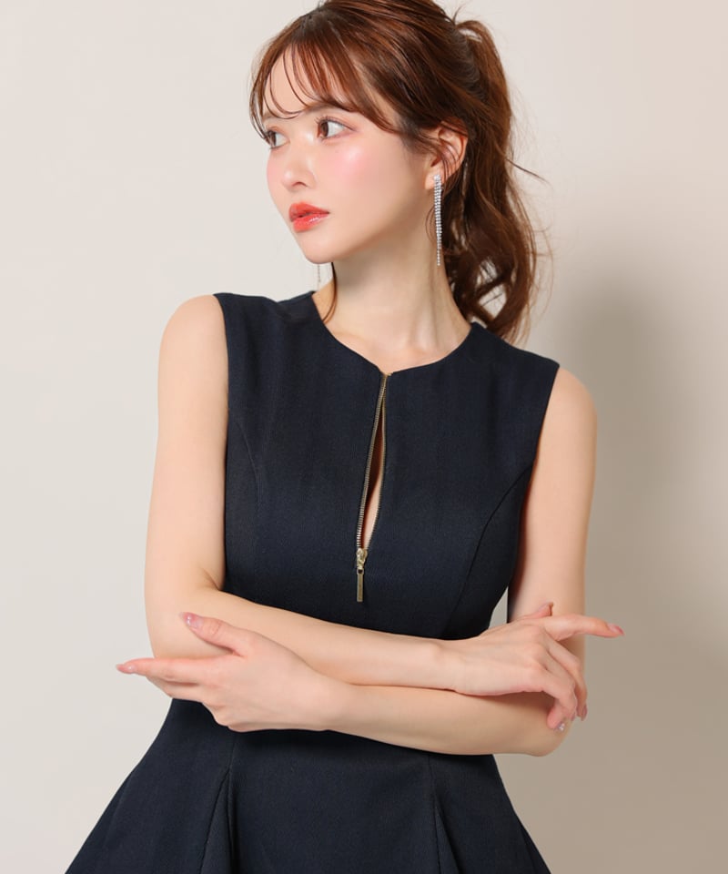 ノースリーブベルトデザインチュールミニキャバドレス(DE3444) | chouette