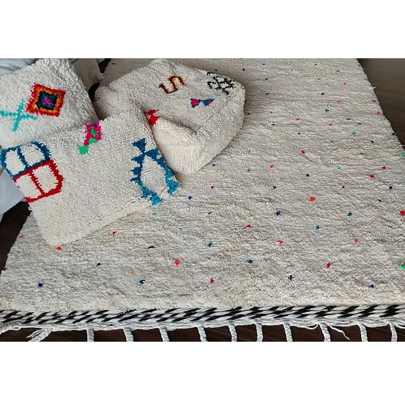 モロッコ ベニワレン Beniourain ラグ ドット柄 カラフル | Boawid