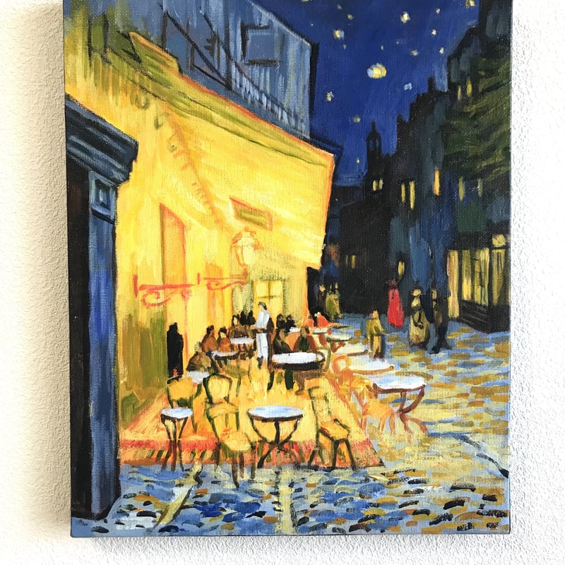 小*野様 印象派 カフェ風景画 ゴッホ 夜のカフェテラス レプリカ 70cm ×