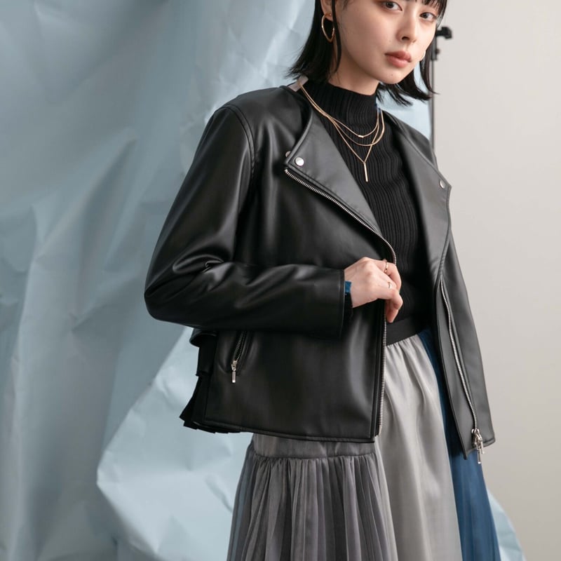 バックフリルフェイクレザーライダース | ZAZABYS