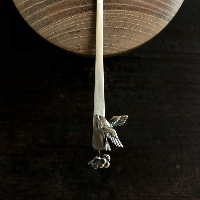 茶杓【梅と鶯】 | metal smith Yukari Ohara