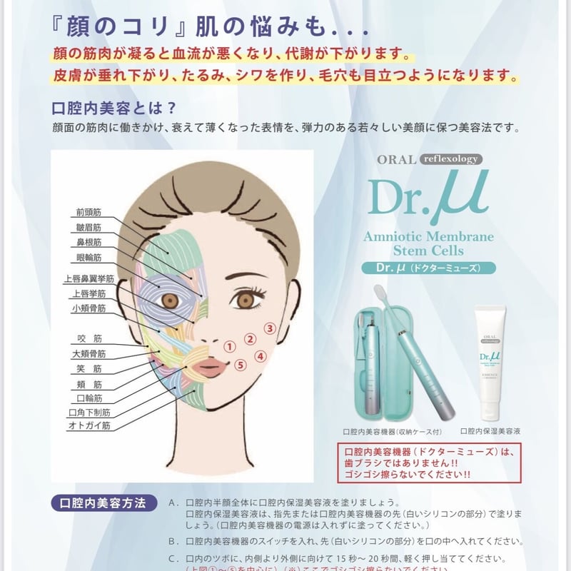 Dr.μ（ドクターミューズ）①口腔内美容機器（収納ケース付） ＋ ②口腔