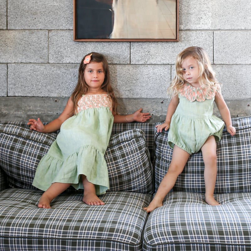 kalinka / Cordelia Romper - Lime Stripe | calme