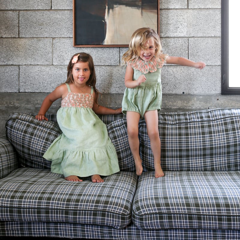 kalinka / Cordelia Romper - Lime Stripe | calme