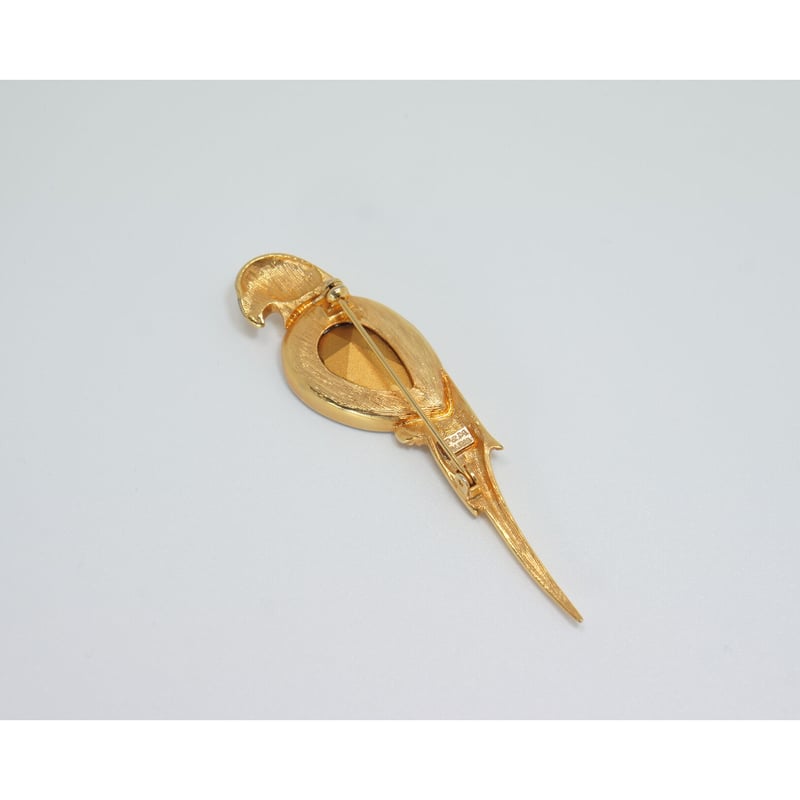 フランス ヴィンテージ P&M Paris 大きなラインストーン 小鳥 オウム