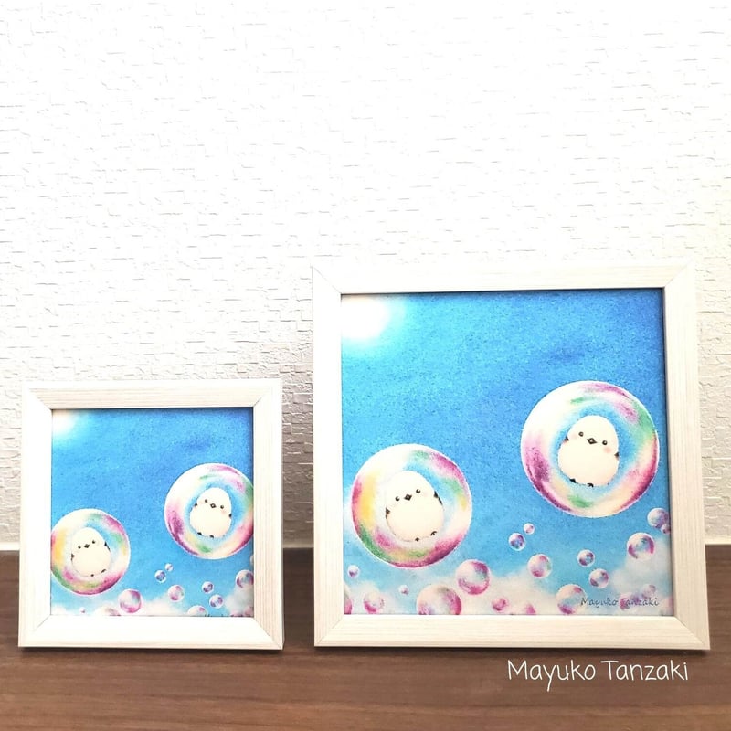 幸せを運ぶ鳥シマエナガ“しゃぼん玉シマエナガ” サイズS