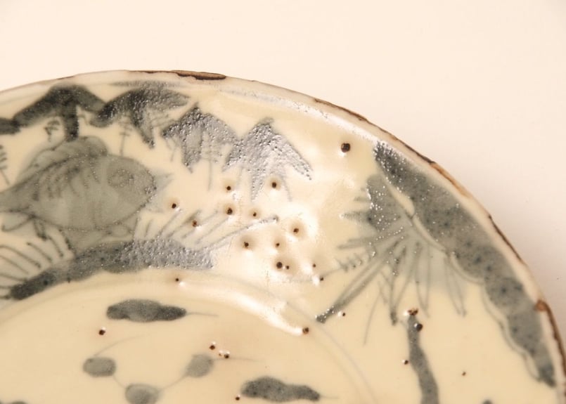 皿/呉須染付/中国/鹿/魚/明~清/古玩/唐物/ 古美術/ 時代物 /骨董品