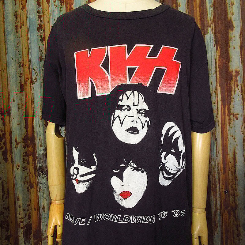 ビンテージ90's○KISS ALIVE/WORLDWIDE '96 '97 ツアーTシャツ黒