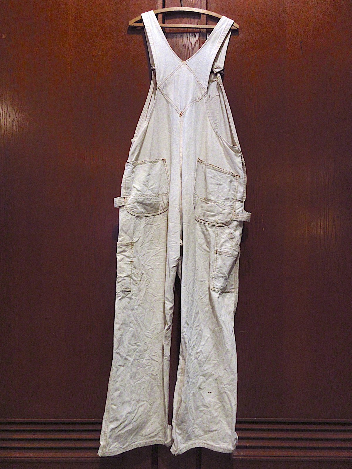 ビンテージ70's○BIG MACエプロン付きダブルニーオーバーオール生成り