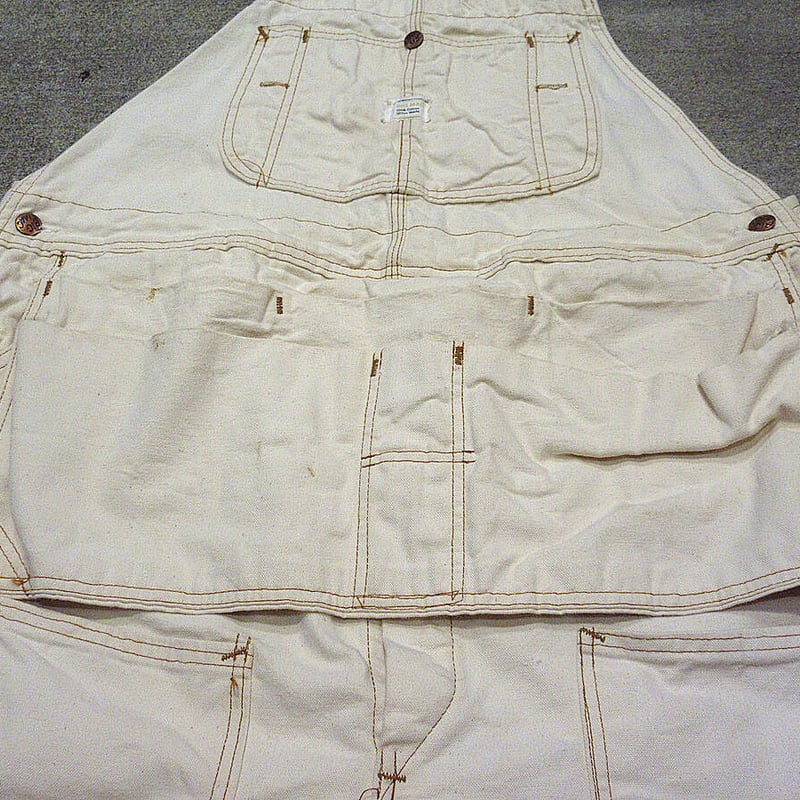 ビンテージ70's○BIG MACエプロン付きダブルニー生成りオーバーオール