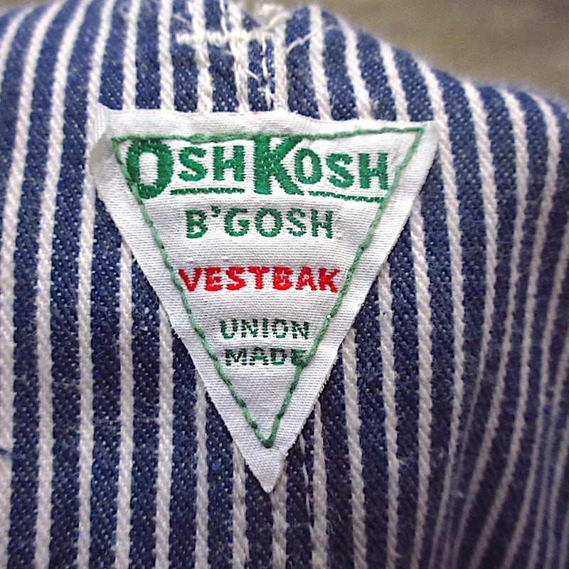 ビンテージ60's70's○OSHKOSHヒッコリーストライプオーバーオール実寸