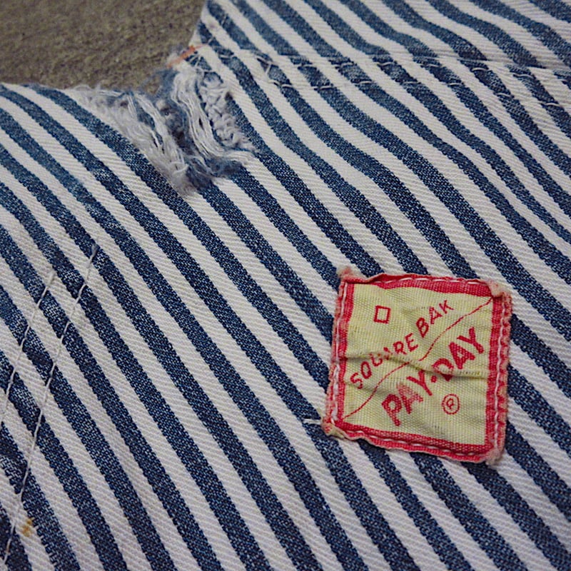 ビンテージ50's○PAYDAYヒッコリーオーバーオール実寸W106cm○240401m1