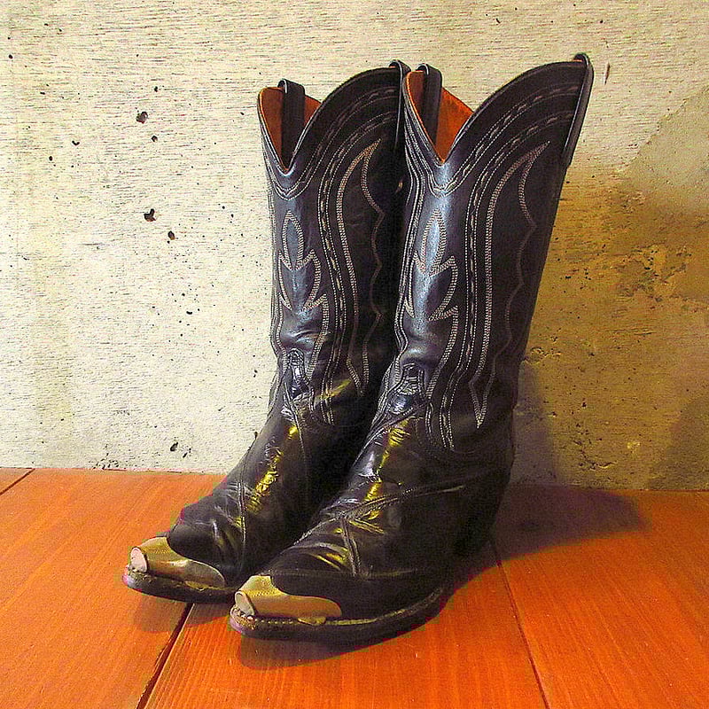 ビンテージ○J.Chisholm ウエスタンブーツ黒size 8M○240528k6-m-bt