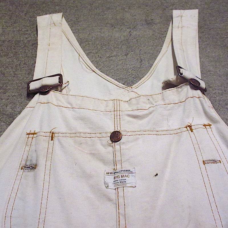 ビンテージ70's○BIG MACエプロン付きダブルニーオーバーオール生成り